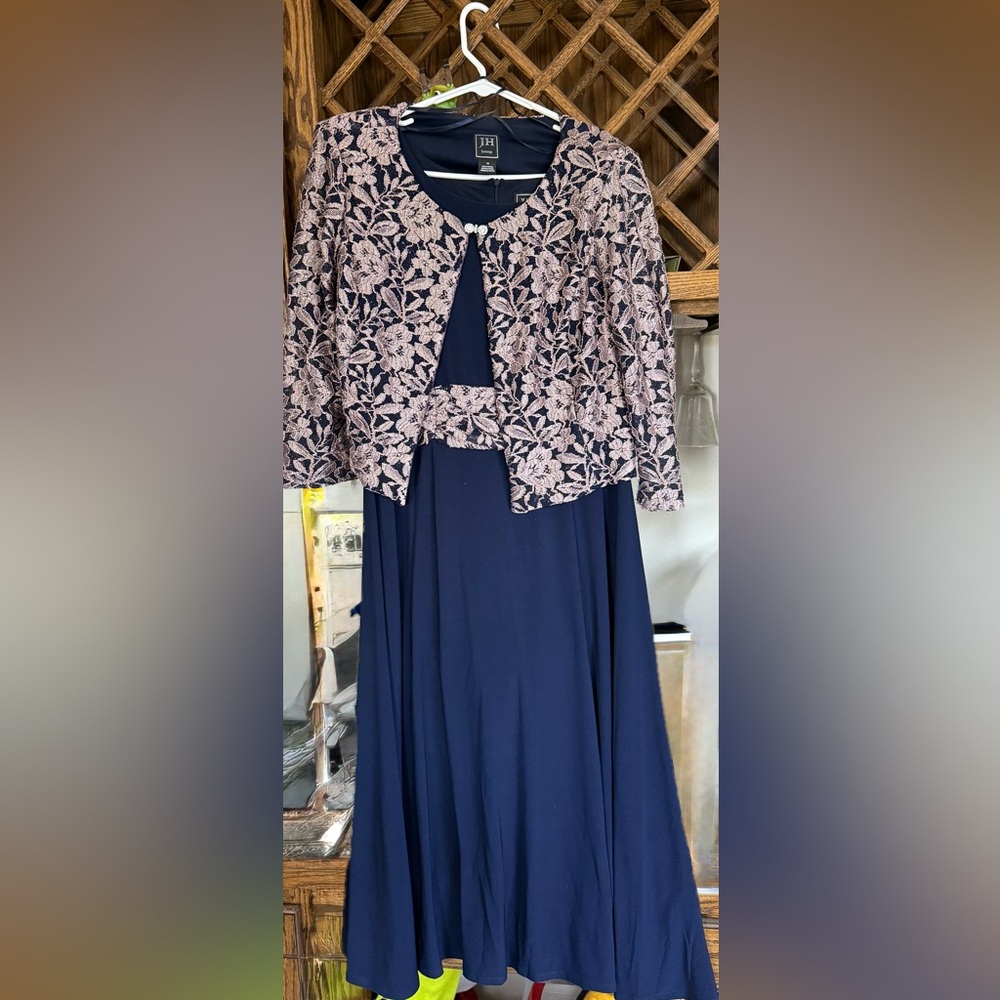 Jessica Howard Navy Dress with Floral Pink Jacket